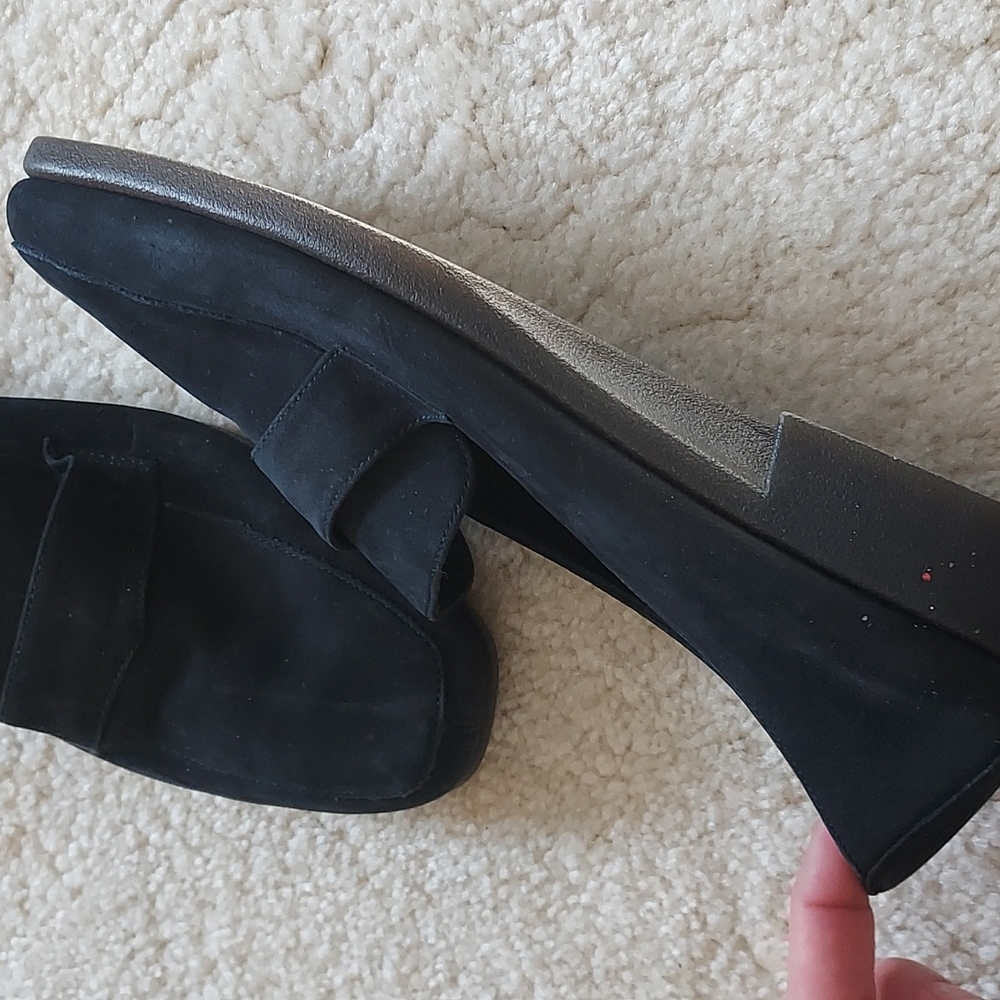 9 and Co suede loafers black soft leather slip on shoes sz 7 holiday dress up - Picture 3 of 12